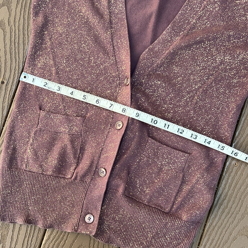 LOFT Brown/gold flecks Knit Cardigan Sweater S XS - Picture 8 of 9